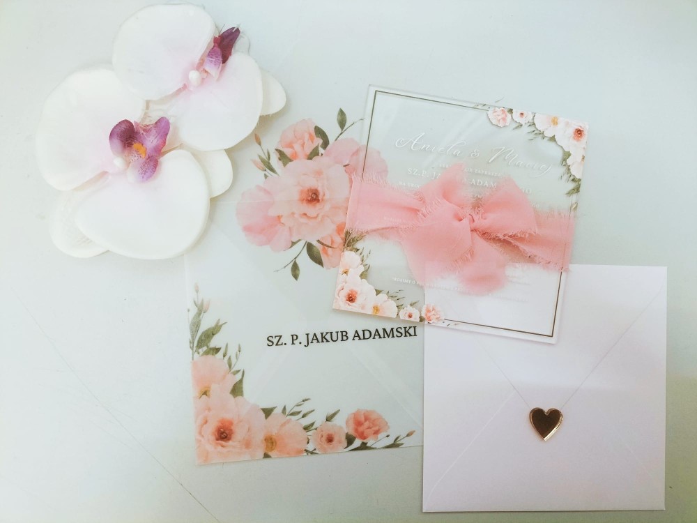 Personalizowane Akrylowe Zaproszenie Ślubne ROSE