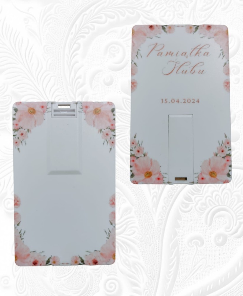 Pendrive Karta Ślubna 16GB PINK z Ozdobnym Pudełkiem