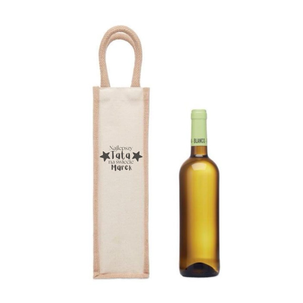 Torba z juty na wino, Dzień Taty - Wzór 4 (1 BUTELKA)