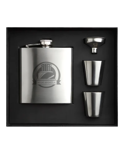 Personalizowana Urodzinowa Piersiówka 175ml z 2 kieliszkami i lejkiem, Wzór 8